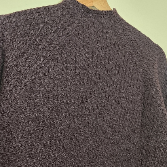 Burberry London Vintage 100% Merino Wool Cable Knit Mock Neck Sweater • Small - Picture 2 of 14